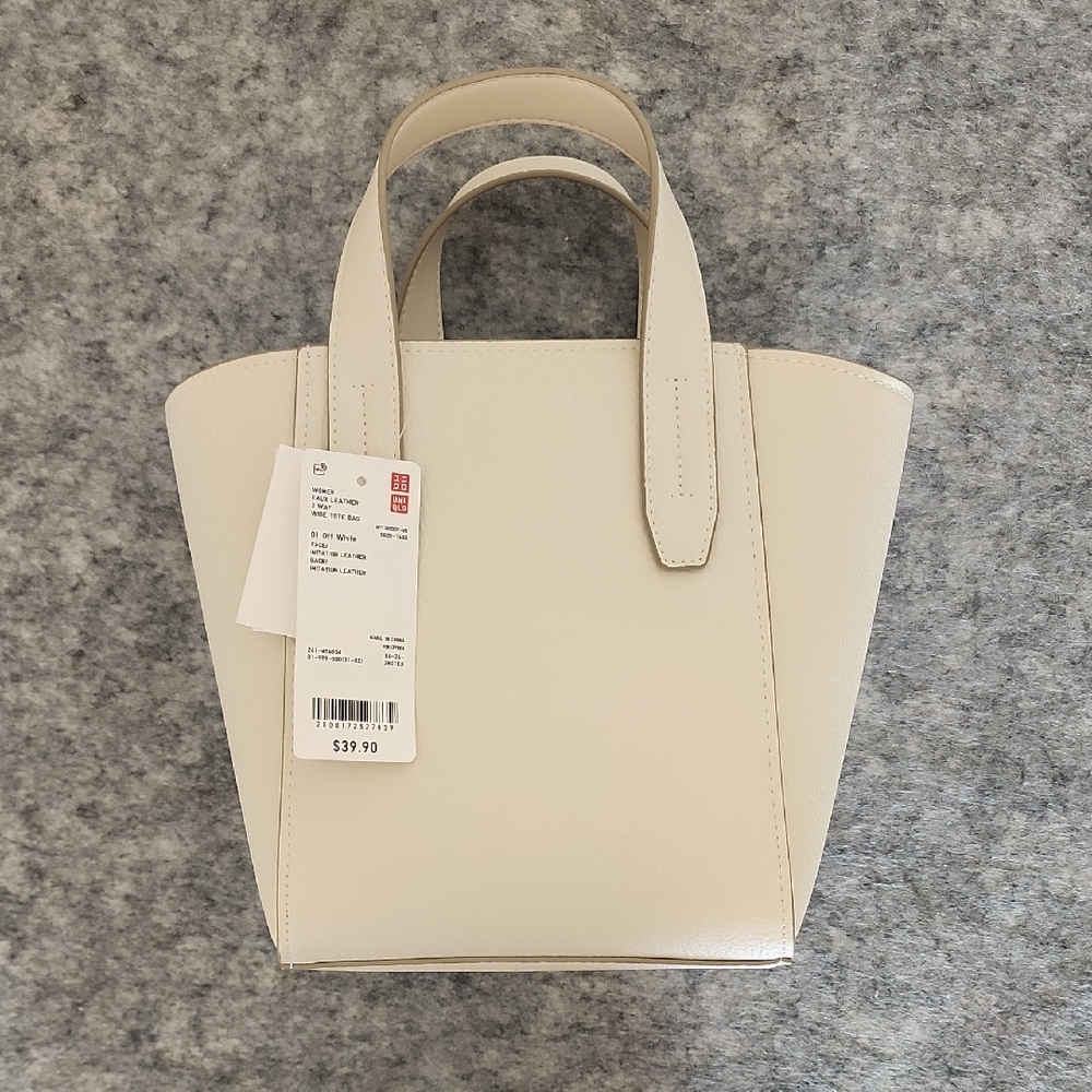 Uniqlo Faux Leather 2 Way Wide Tote Bag. NWT